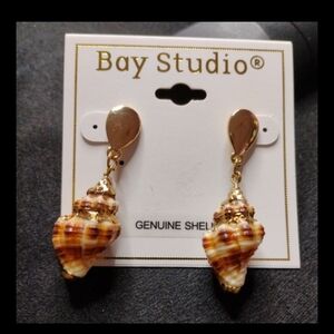 Bay Studio Gold and Brown Amber Drop Earrings